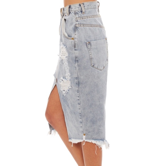 One Teaspoon WHISKEY CADILLAC SKIRT IN DENIM - Picture 7 of 8